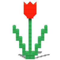 simple LEGO tulip with two leaves